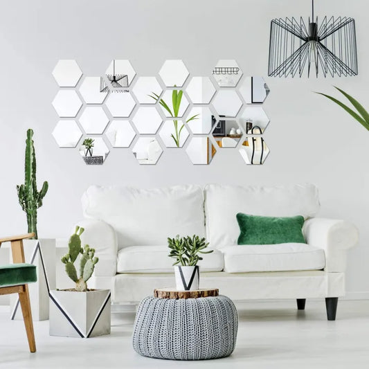 Hexagon Style Acrylic Mirror - Modern Home Decoration [13 pieces]